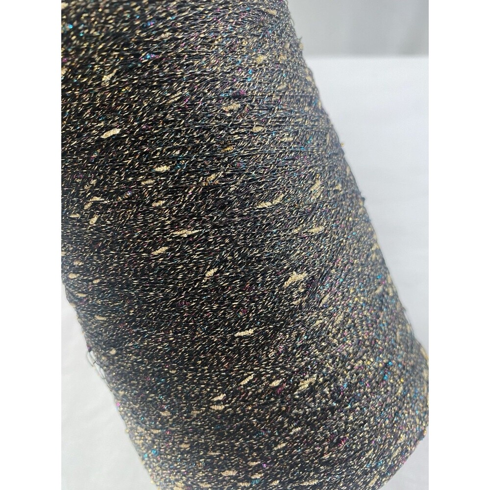 Fancy Cone Yarn Gold Slub Rainbow Glitter Thread Clothes Needlework NW 480g #933